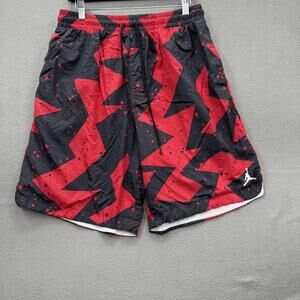 Jordan Shorts Mens XL Black Red Swim Trunks Mesh Lined Zigzag Graphic Print